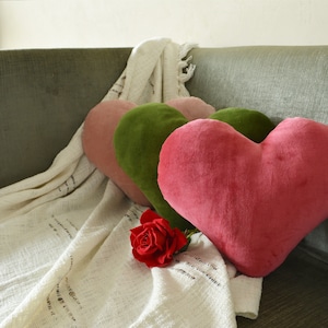 Heart pillow for valentines gift for her red heart Shaped Pillow velvet fabric valentine Day cushion valentine gift Cushion heart