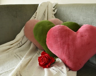 Heart pillow for valentines gift for her red heart Shaped Pillow velvet fabric valentine Day cushion valentine gift Cushion heart