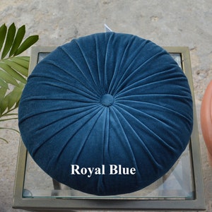 Velvet Round Chair Pad: Decorative Floor Cushion for Bar Stool Royal Blue