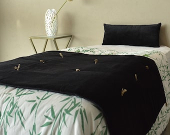 Double-sided Black Velvet Bed Runner, Bed Scarf, Bed Cover, Twin Full King Queen Size Bed ...