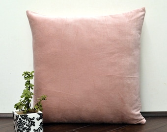 Blush Cotton Velvet Cushion Cover: Pink Throw Pillow