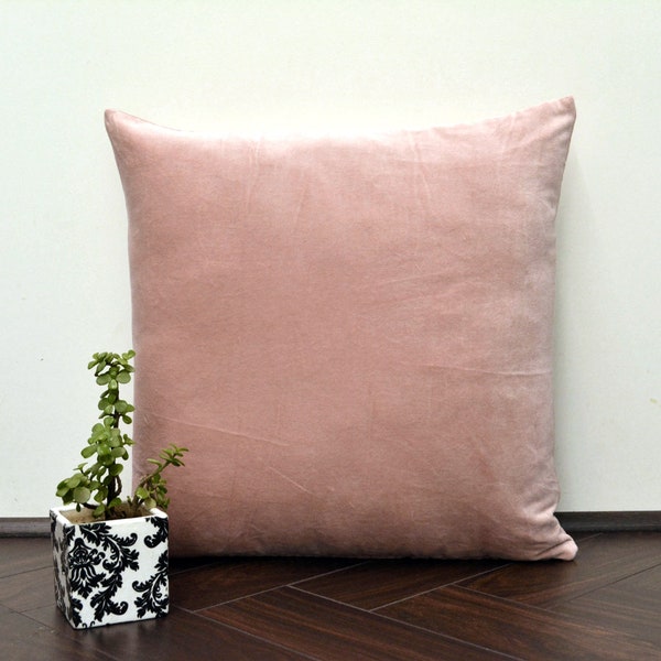 Blush cotton Velvet Cushion Cover, pink cotton velvet pillow cover, blush throw pillow, Decorative Cushion, Pillow Cover