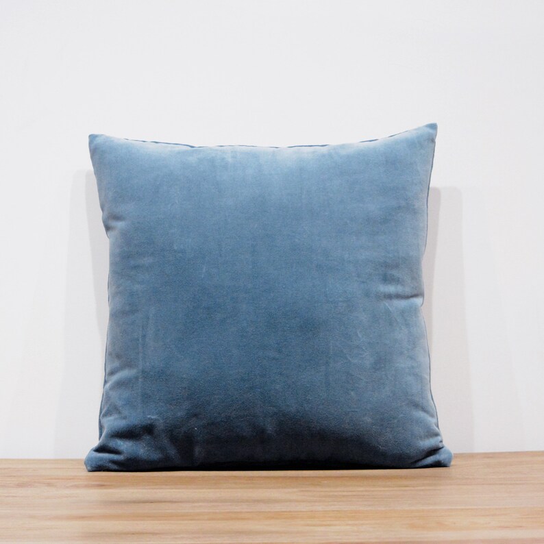 Dusty Sky Blue Velvet Cushion Cover Velvet Solid Pillowcase Etsy
