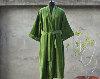 Cotton Velvet Kimono Robe: Boho Bridal Sleepwear