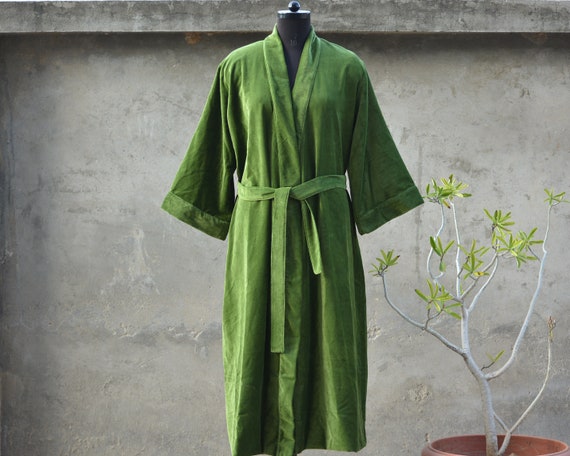 Cotton Velvet Kimono Robe: Boho Bridal Sleepwear