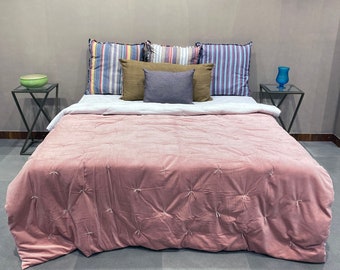 Cotton Velvet quilt Warm & Cozy Soft Comfortable Luxurious Hand loomed Velvet Tufted Premium Quilt Blanket Throw  Kingsize Handmade