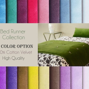 Luxury Velvet Bed Runner, Bed Scarf, Twin Full King Queen Size Runner, Velvet Bed Runners For Bedrooms (Green, Blue, Red, Yellow, Pink)