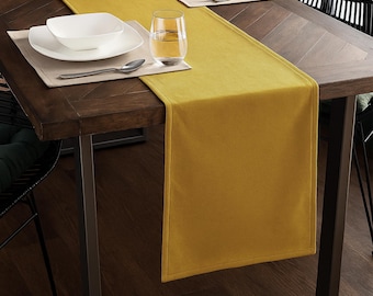 Handmade Cotton Velvet Table Runner: 40 Color Options, Elegant Table Decor