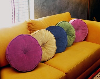 Cotton Velvet Round Chair Pad: Soft Seat Cushion with Piping