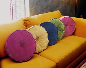 Cotton Velvet round chair pad Cushion(same piping) | Round seat pad for chair | Knilot