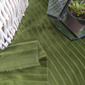 Green Stripes Velvet Fabric, Velvet solid fabric, Velvet Throw fabric, Decorative fabric, Pillow fabric, upholstery velvet fabric