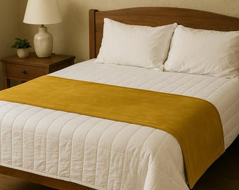 Chemin de lit de luxe en velours de coton : décoration de chambre élégante