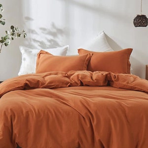 400 TC Washed Cinnamon Cotton Duvet Cover- Luxury Boho Queen King Size Duvet Cover, Perfect Cotton Double Comforter Cover, Quilt Cover