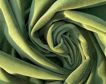 Moss Green Cotton Velvet Fabric by the Yard – Upholstery & Curtain Fabric, 110cm Wide
