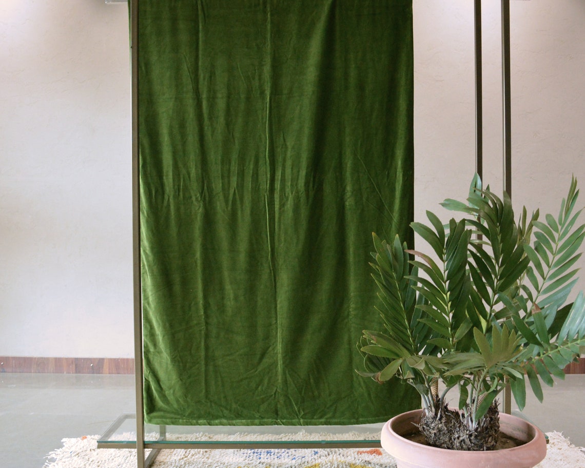 Luxury Moss Green Velvet Curtain Decorative Window Curtain 1 | Etsy