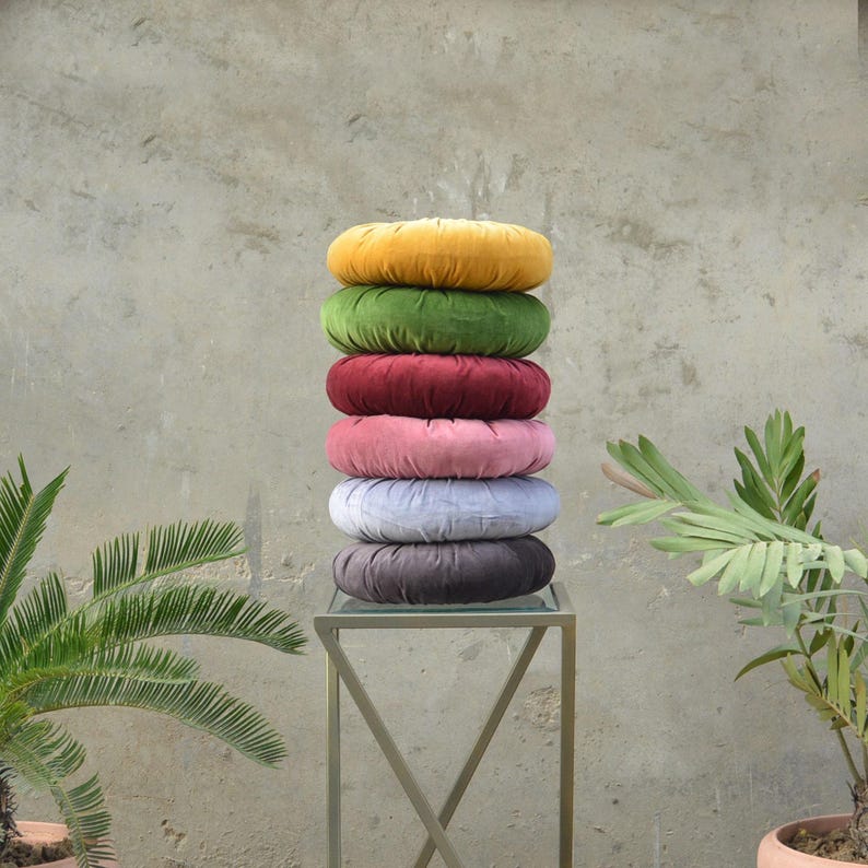 Velvet Round Chair Pad: Decorative Floor Cushion for Bar Stool image 1