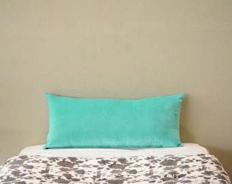 Funda de almohada lumbar de terciopelo turquesa de lujo: Funda de cojín de diseño