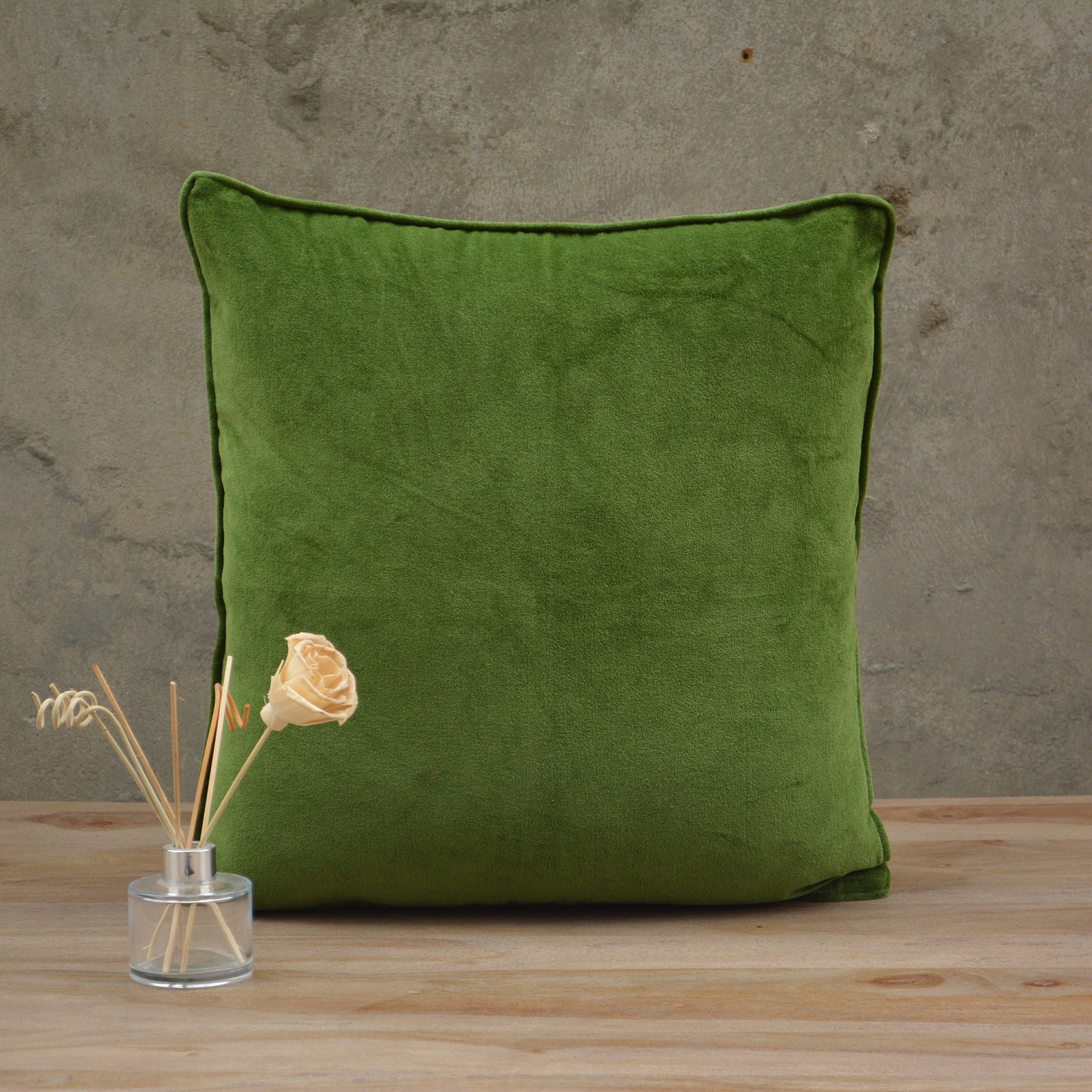 Luxury Moss Green Cotton Velvet Cushion Cover With Piping Etsy Australia