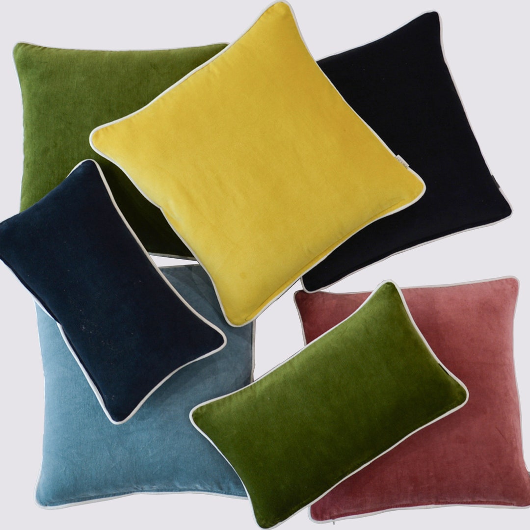 Cotton Velvet Pillow Cover With Piping Velvet Cushion Cover Cotton