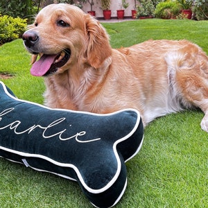 Osso per cani personalizzato di grandi dimensioni - Cuscino a forma di osso per cani con nome personalizzato, regali personalizzati per cani, regali per proprietari di animali domestici, regali per animali domestici