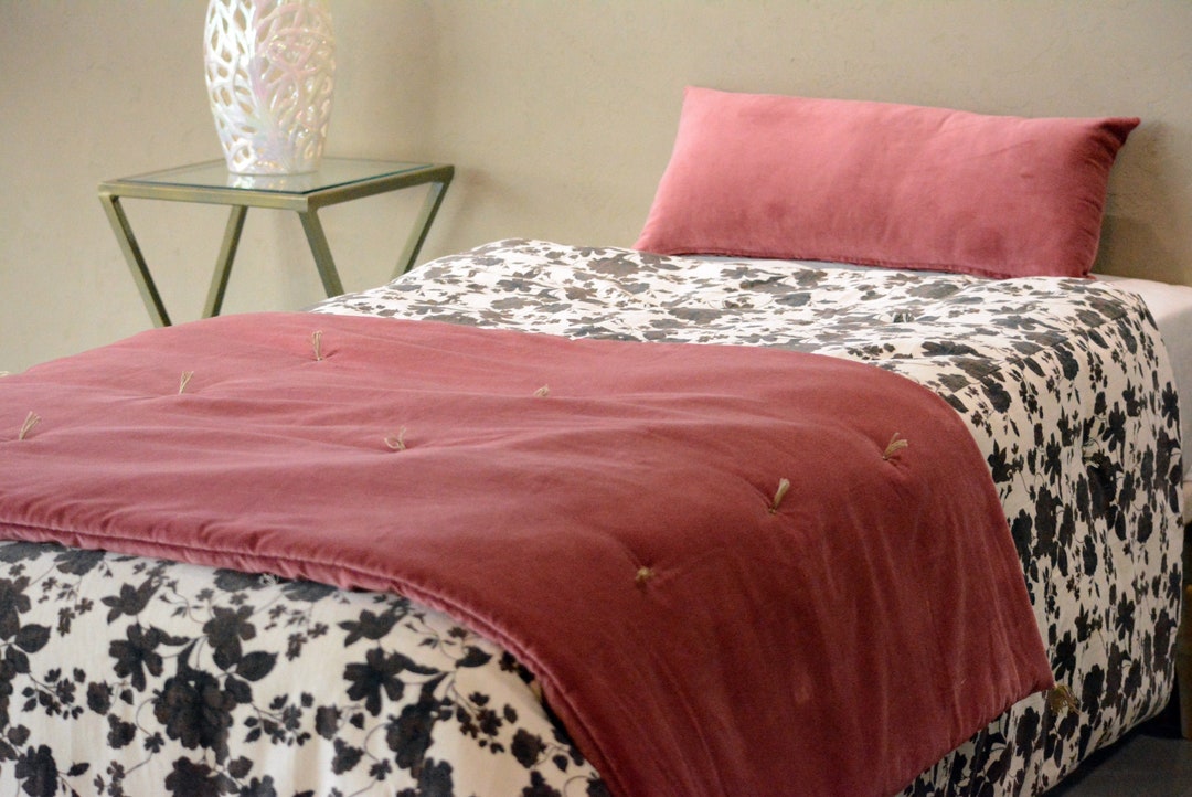 Luxury Dusty Pink Velvet Bed Runner Express Delivery, Bed Scarf, Twin