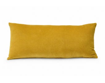 Luxury Mustard Velvet Lumbar Pillow Cover: Cotton Velvet, YKK Zipper
