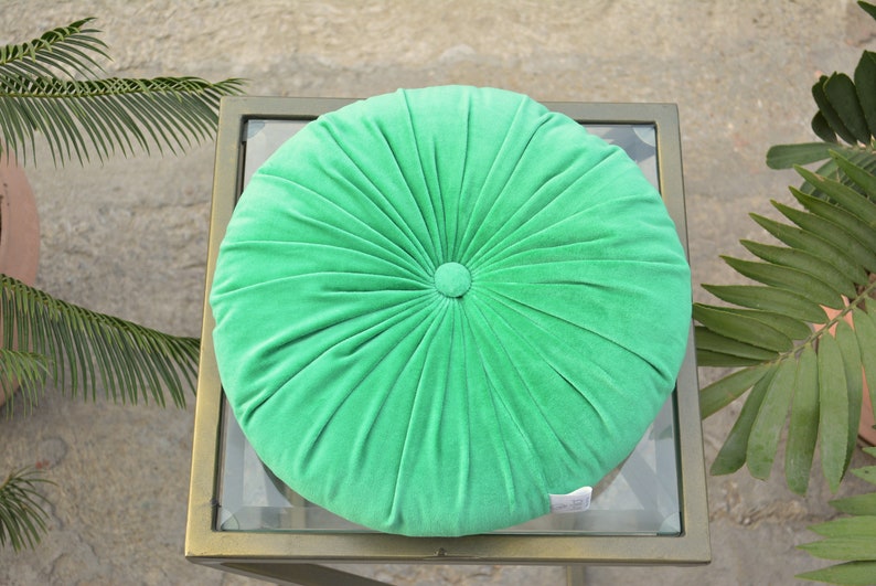 Velvet Round Mustard Cushion Express Delivery Velvet Solid Etsy