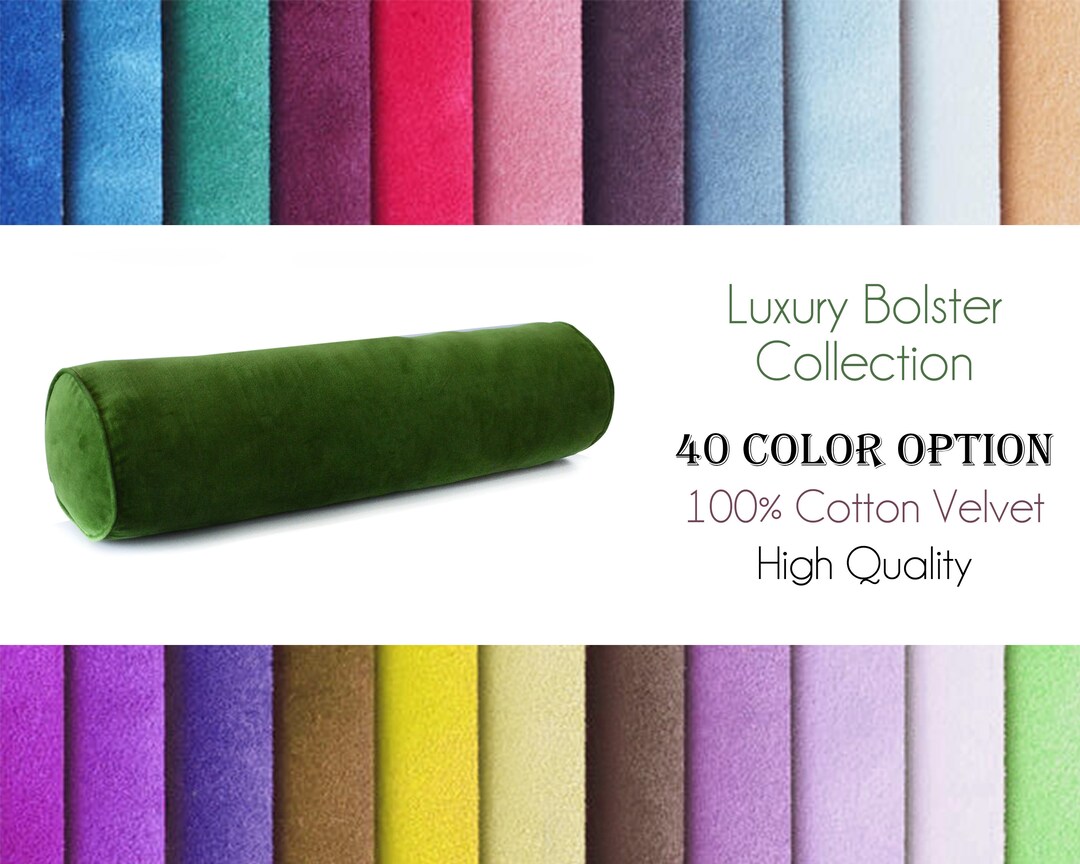 SALE Moss Green Velvet Bolster Pillow Cover, Decorative Pillow Cover