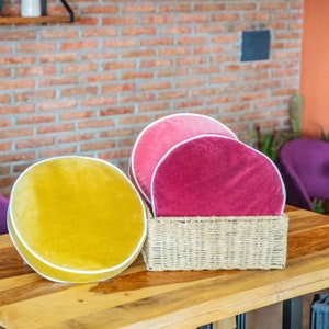 velvet round pillow with piping for round chair pad for bar stool cushion round velvet throw cushion for kitchen chair round chair pad