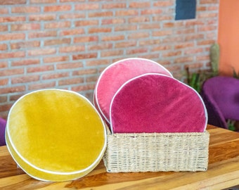 velvet round pillow with piping for round chair pad for bar stool cushion round velvet throw cushion for kitchen chair round chair pad