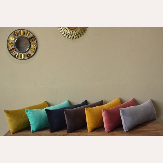 Cotton Velvet Lumbar Cushion Cover Velvet Pillow Cover Long Velvet Throw Pillow Long Pillow Cover pink Blue Green Emerald Yellow Etsy