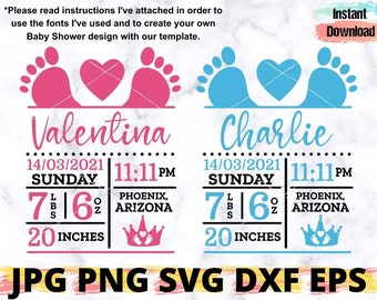 Birth Announcement Svg Etsy