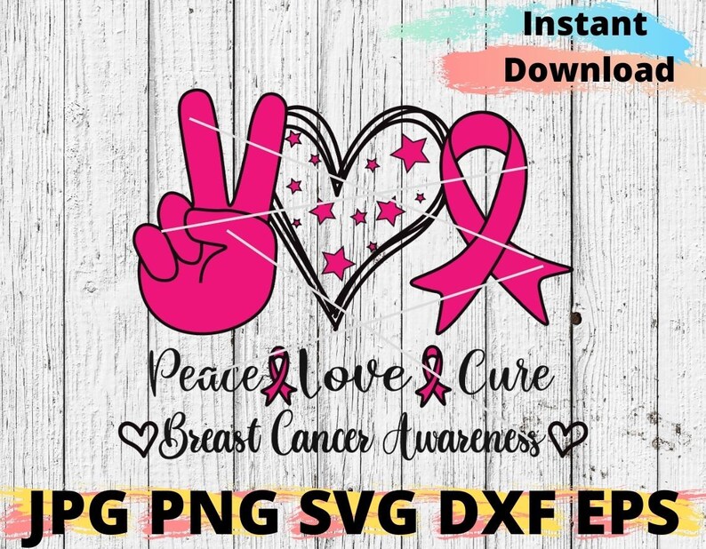 Download Peace Love Cure SVG Breast Cancer SVG October Girl SVG | Etsy