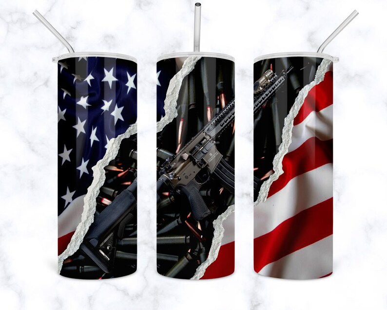 Patriotic American Guns 20oz Skinny Tumbler Sublimation Etsy