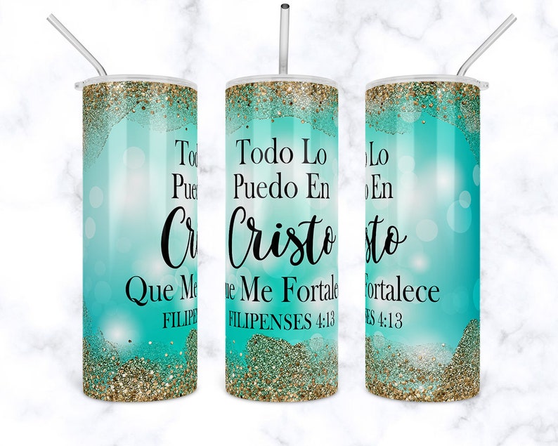 ReligiousSpanish 20 Oz Skinny Tumbler Sublimation Design Todo Etsy