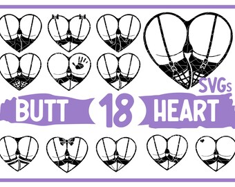 Sexy Bum heart SVG bundle, lingerie booty bum heart svg