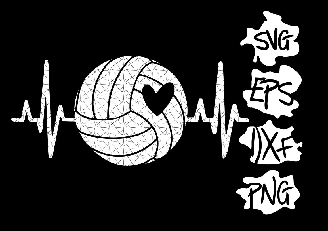 Volleyball heart beat SVG love Volleyball heart svg png dxf Etsy