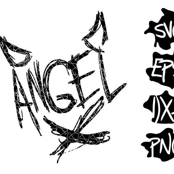 Angel SVG - goth gothic svg, scratch font design