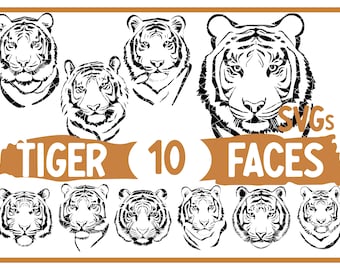 Tiger SVG bundle, Tiger Face Clipart, Tiger Head PNG and Cut File For Cricut