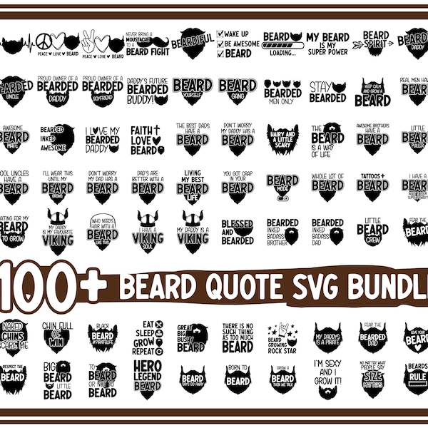 Beard quote SVG bundle, big Beard SVG clipart, Funny Beard gift Silhouette