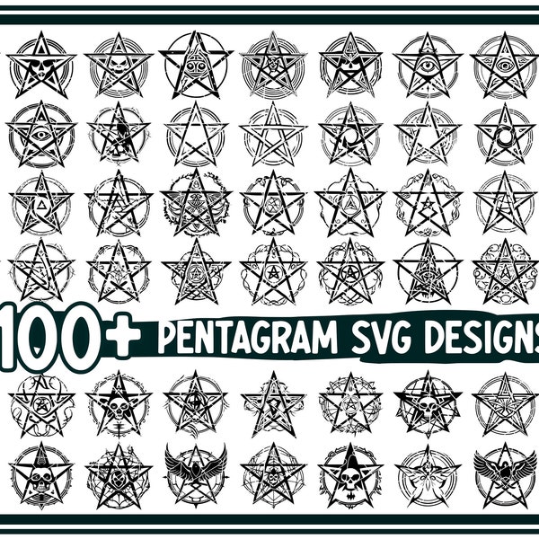 Pentagram SVG Bundle - Brujería Svg, Wicca Signos de hechizos mágicos, gótico Místico brujo Diseños Svg