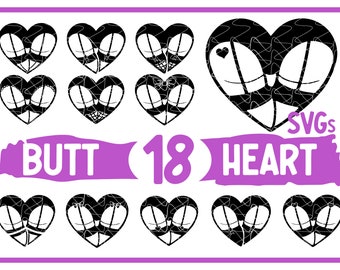 Butt heart SVG bundle, lingerie booty bent over, sexy bum heart svg