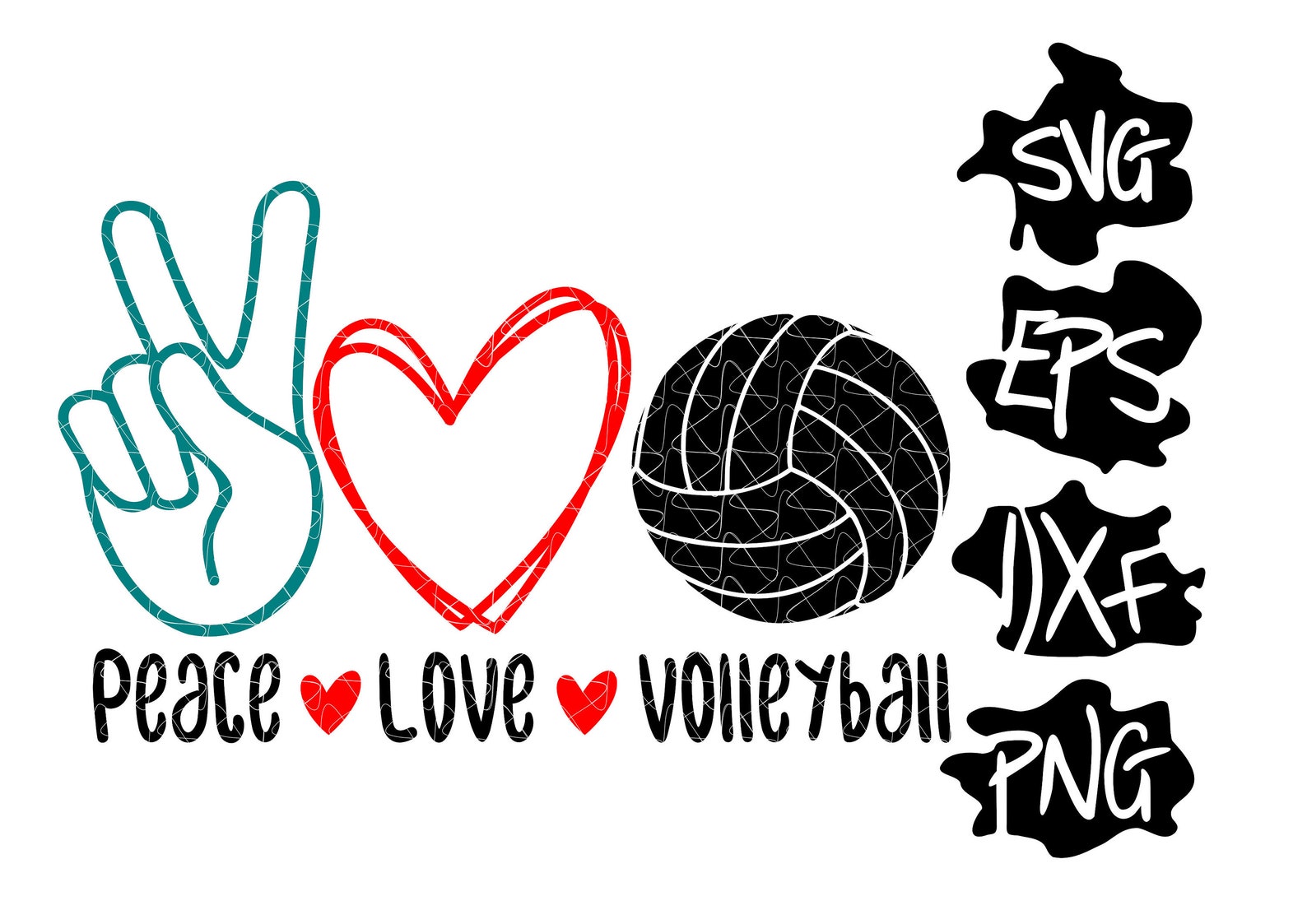 Peace Love Volleyball SVG girly Volleyball mom svg png dxf | Etsy