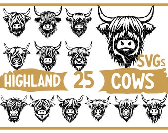 Highland Cow SVG Bundle, Highland Cow head svg file for Cricut, Cow Farm Life PNG