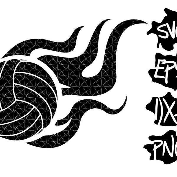 Volleyball Flames Svg Etsy