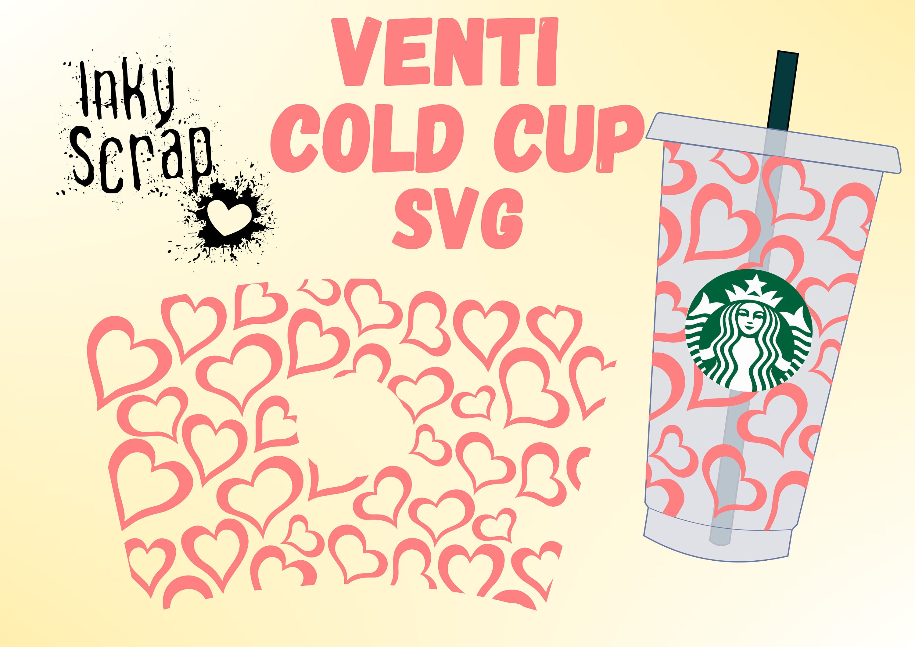 Download Love Heart Full wrap Starbucks cold cup SVG girly svg | Etsy