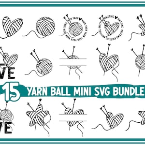 Yarn Ball SVG bundle - Yarn SVG, Knitting Name Monogram svg, Yarn Heart svg designs