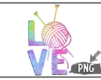 Love Knitting PNG design, yarn ball clipart, cute knitted gift idea