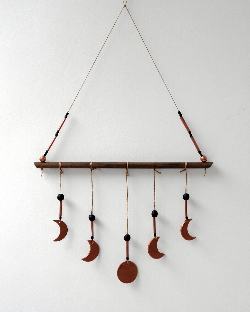 Clay Moon Phases Wall Hanging Decor. Copper Wall Hanging. Etsy