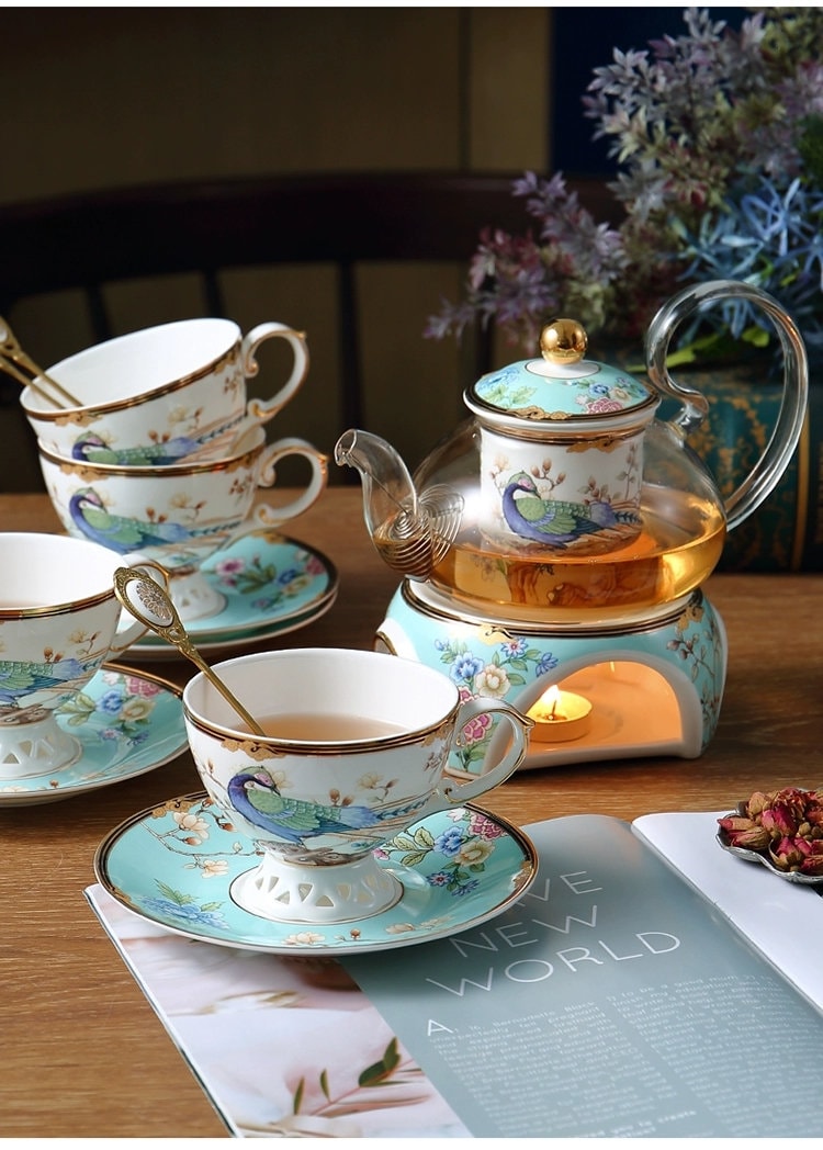 Peacock bone china tea pot Etsy